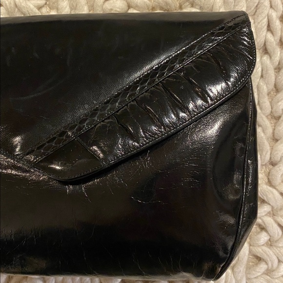 Vintage Patent Leather w/ Snakeskin Clutch / Crossbody - Picture 6 of 15